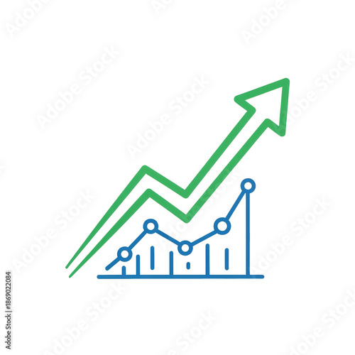 Free Download Uptrend Business Chart: An upward trending line graph, symbolizing growth and progress, set against a backdrop of increasing financial indicators - GFXLoad