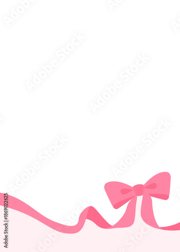 リボンのデコレーションフレーム、背景、縦向き