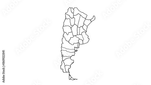 Argentina Country Map, administrative divisions outline on isolated white background