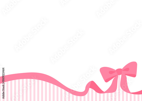 リボンのデコレーションフレーム、ストライプ柄の背景