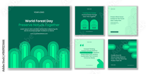 World Forestry Day Flat Cartoon Hand Drawn Social Media Post Background Illustration