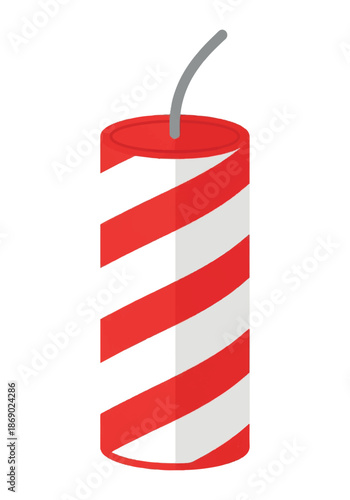 Simple red and white striped candle illustration with a cylindrical wax body.