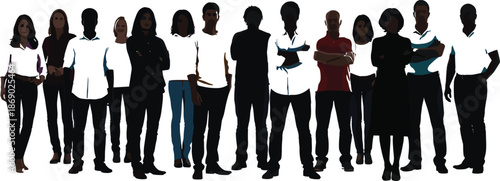 Diverse group of confident people standing together symbolizing inclusion unity teamwork modern community workforce vector illustration concept business professional diversity