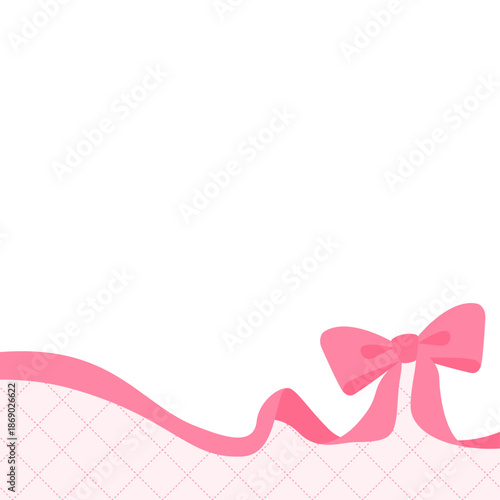 リボンのデコレーションフレーム、背景、斜め格子のパターン、正方形サイズ