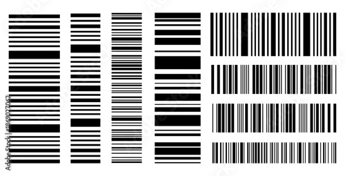 Barcode vector collection. Black and white scan codes.