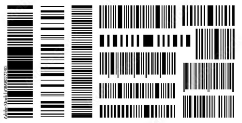 Barcode vector collection. Black and white scan codes.