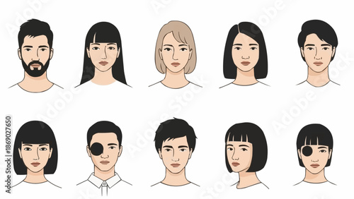 Diverse Group of People Portraits Showing Different Ethnicities and Styles.