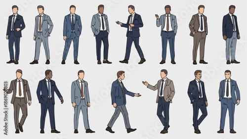 Diverse Group of Businessmen in Suits - Professionalism and Style.