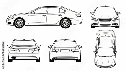 Car Blueprint - Detailed Vehicle Design in Multiple Views.