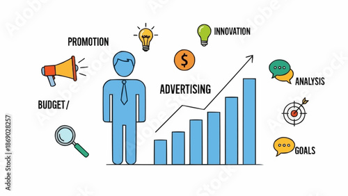 Business advertising and marketing strategy concept illustration.