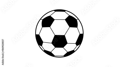 Black and white soccer ball on plain background