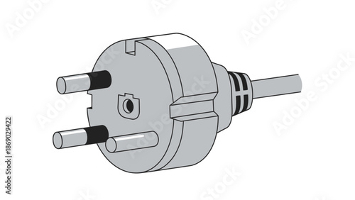 Detailed illustration of electrical plug with cable