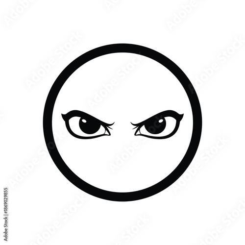 Angry eyes emoji isolated on white background, Vector, illustration