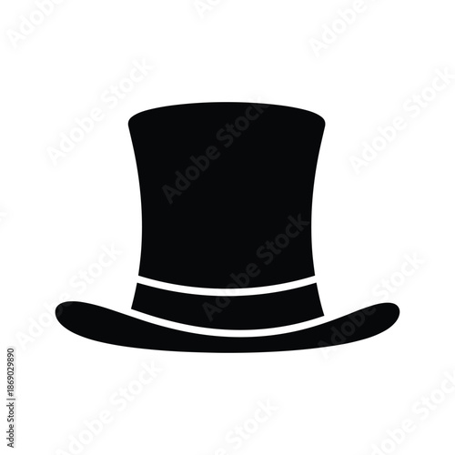 Classic black top hat isolated on white background, Vector, illustration