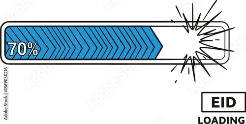 Loading progress bar at seventy percent with explosion effect modern UI interface vector illustration