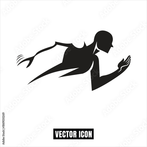 Runner Silhouette Vector Illustration: Dynamic Sprinting Action, Flat Design Graphic