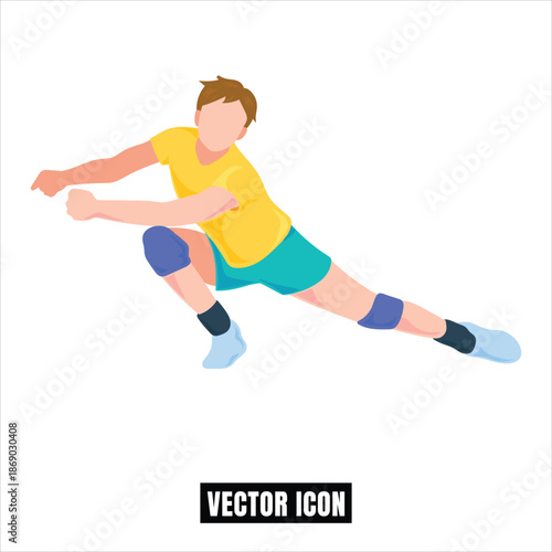 Volleyball Player Digging Ball Flat Design Vector Illustration