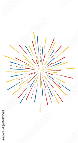 Colorful Firework Burst with Radiant Rainbow Rays in a Festive Night Sky.