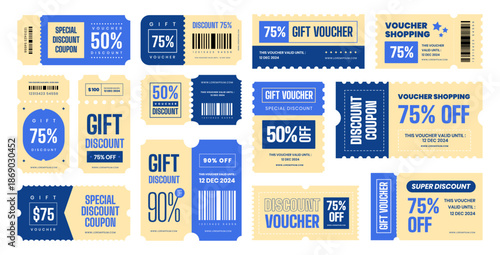 Collection of diverse discount coupons and gift vouchers.