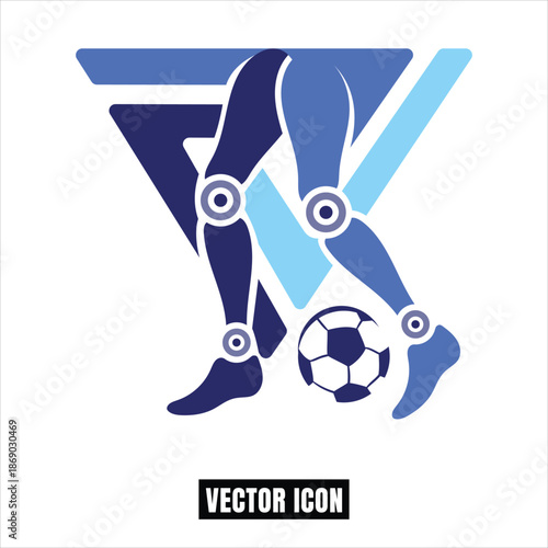 Soccer Player Legs Dribbling Ball Flat Design Vector Illustration
