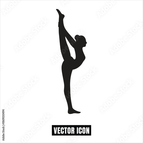 Gymnast Silhouette Performing Vertical Split, Ballet Dance Vector Illustration
