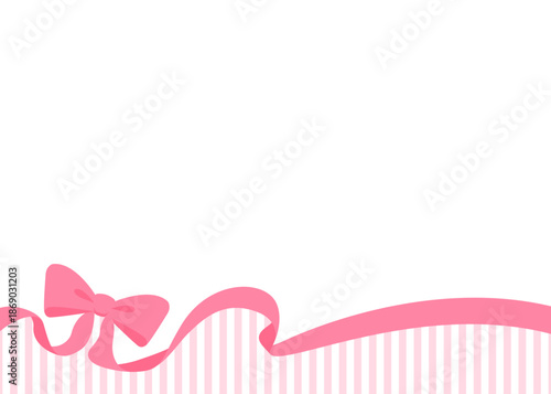 リボンのデコレーションフレーム、ストライプ柄の背景
