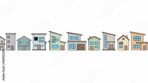 Collection of diverse modern and traditional house illustrations.