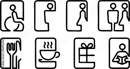 Public Facility And Daily Service Icon Set