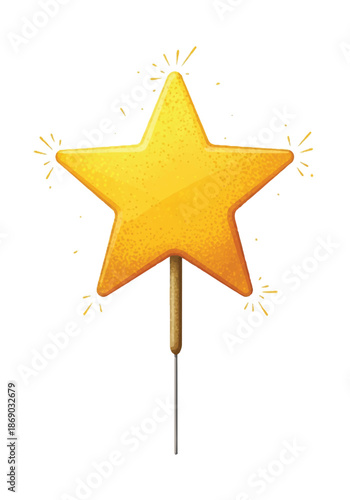 Shiny Golden Star Wand Prop for Celebration and Cheer.