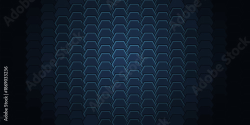 3D Isometric Hexagonal Tech Vault Background with Opaque Metallic Blue Plating