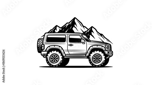 Detailed Illustration of Off Road SUV Vehicle.