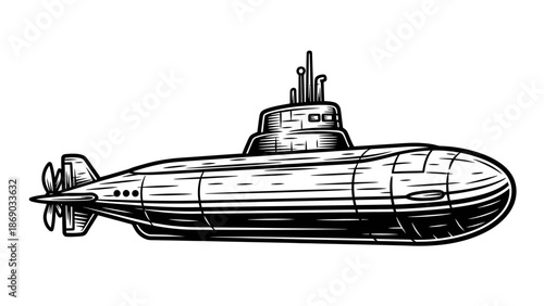 Detailed Illustration of Submarine Vessel.