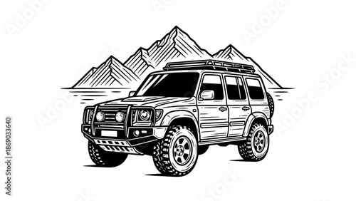 Detailed Illustration of SUV Vehicle Design.