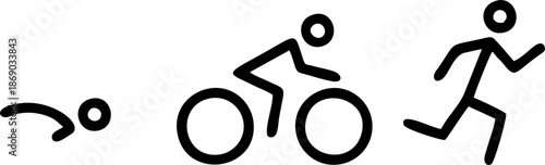 Cycling And Running Sports Activity Icon Set