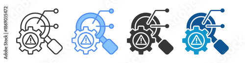 Threat Detection Icon Set Vector Collection Isolated In Black And White