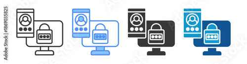 Two Factor Authentication Icon Set Vector Collection Isolated In Black And White