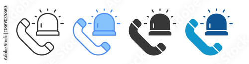 Emergency Response Icon Set Vector Collection Isolated In Black And White