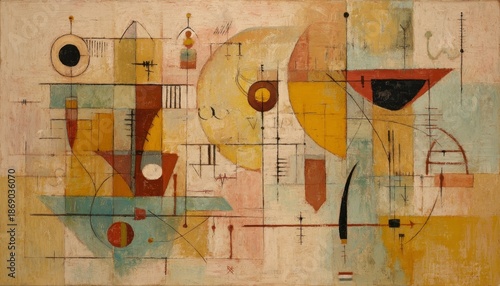 Abstract Geometric Composition with Bold Colors and Shapes