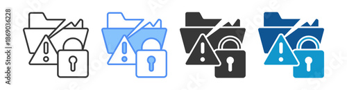 Data Breach Icon Set Vector Collection Isolated In Black And White
