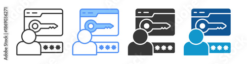 Authorization Icon Set Vector Collection Isolated In Black And White