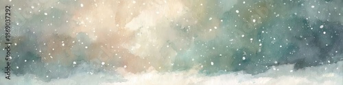 雪原が広がる水彩風景背景 冬のイラスト