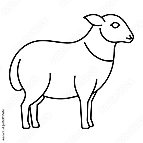 Minimalist Sheep Outline Vector Icon for Farm, Agriculture, and Wool Industry Branding