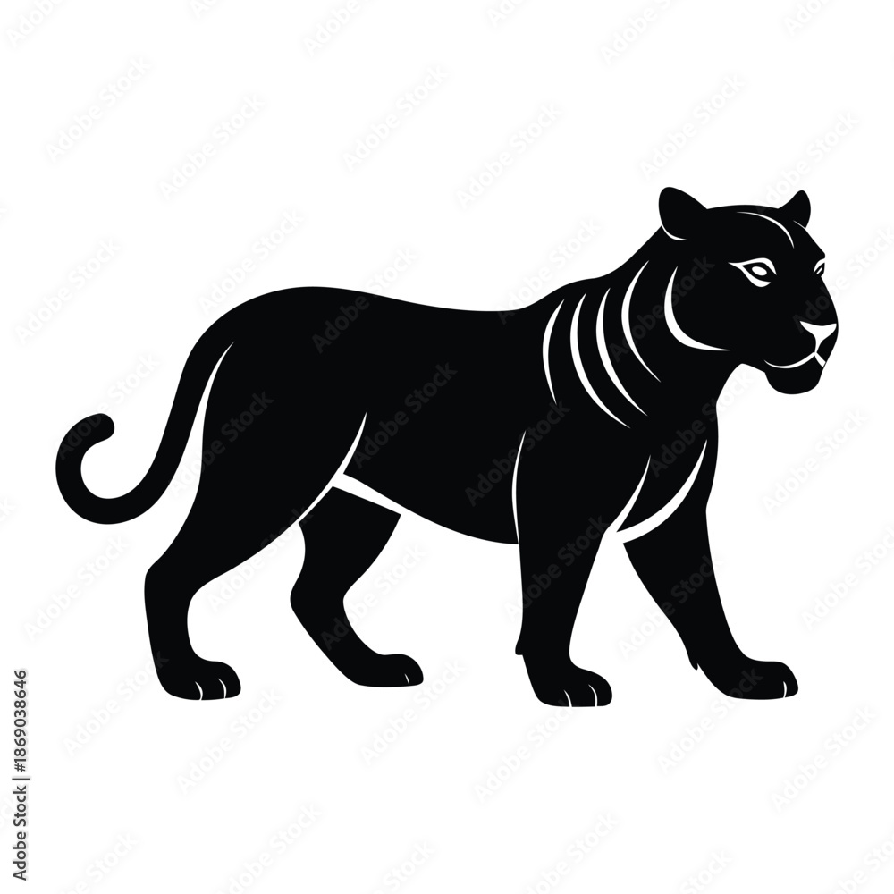 Obraz premium Minimalist Tiger Silhouette Vector Icon for Wildlife Branding and Predator Symbols