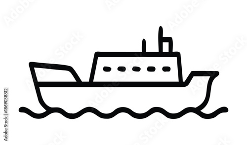 Simple boat icon on water, clean vector illustration, minimalist nautical transport