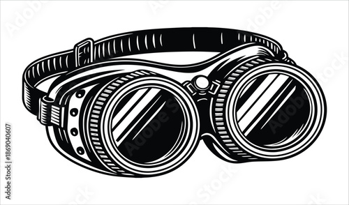 Steampunk Goggles Vector Illustration - Vintage Style Eyewear for Costume
