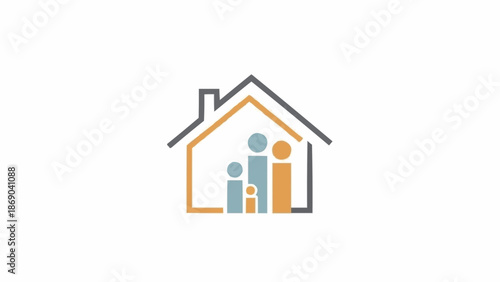 Family growth inside a house graphic representation.