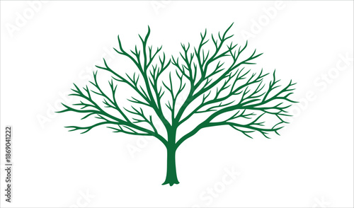 Green Tree Silhouette Vector Illustration with White Background