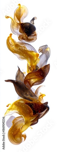 Fluid Abstract Art with Golden and Brown Swirls