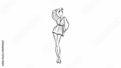 Fashion illustration of a woman in a stylish outfit.