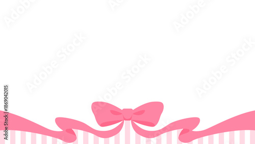リボンのデコレーションフレーム、ストライプ柄の背景、16:9サイズ